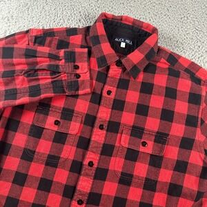 Alex Mill Flannel Shirt Men's L Red Black Buffalo Check Button Up Cotton